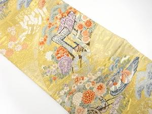 地紙に花車・鴛鴦模様織出し袋帯